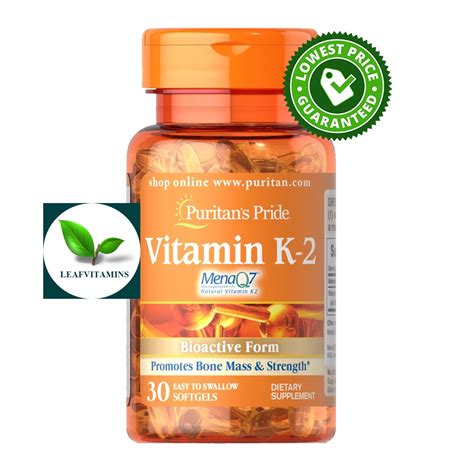 Puritans Pride Vitamin K 2 Menaq7 100 Mcg 30 Softgels วิตามินเค