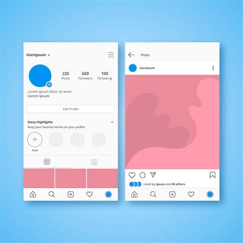 Instagram Profile Interface Template Free Vector