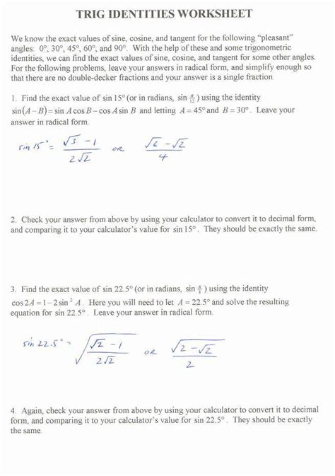 Verify Trig Identities Worksheet E