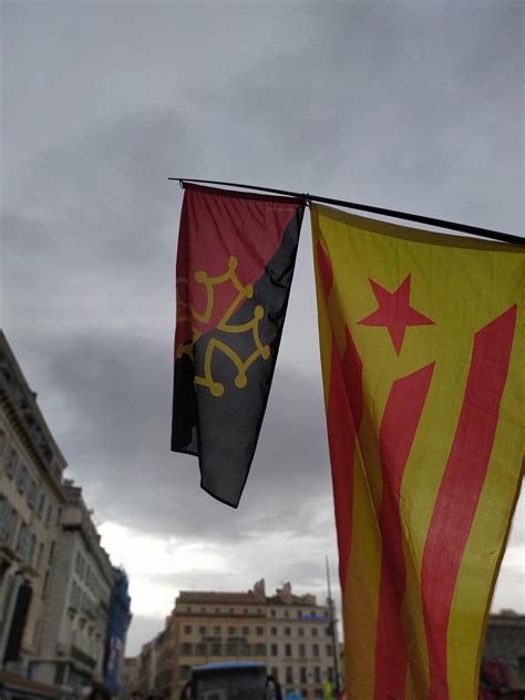 Anarcho communist occitan flag and socialist catalan flag in the wild ...