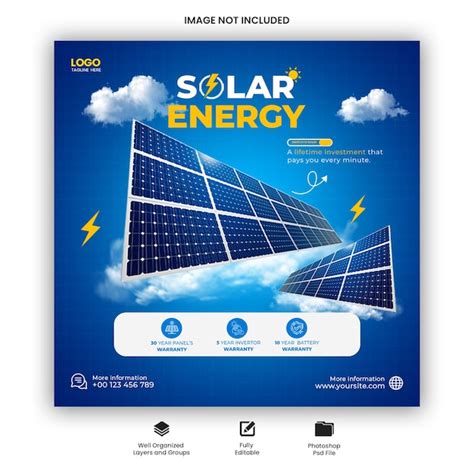 Premium PSD Solar Energy Social Media Instagram Posts Templates Or