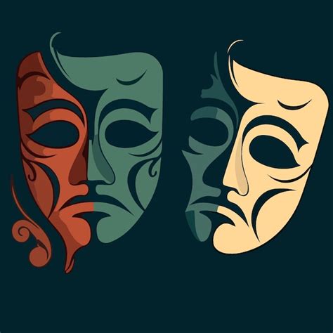 Máscaras de teatro dramático objeto Vector Premium