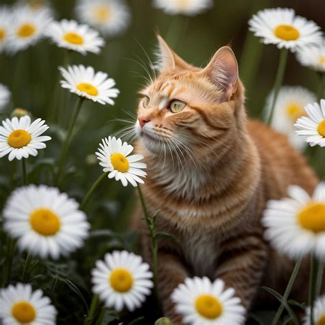 Cat And Daisies The Tiniest Tiger