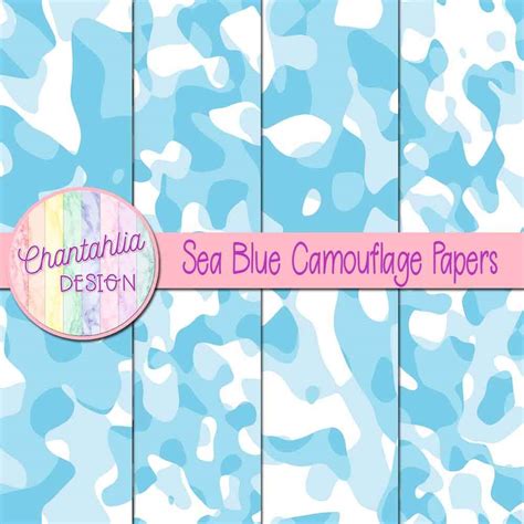 Free Digital Papers Featuring Sea Blue Camouflage Designs