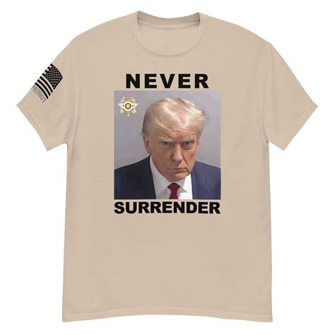 Donald Trump Mug Shot Never Surrender T Shirt Ultra Maga S Xl