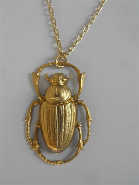 Golden Scarab Beetle Necklace