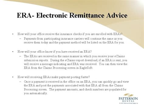 Era Electronic Remittance Advice Era Electronic Remittance Advice