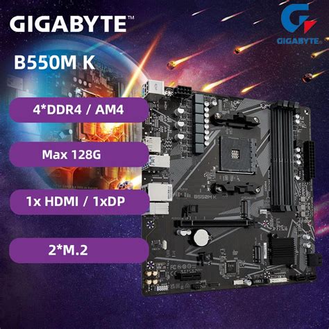 Placa M E GIGABYTE B550M K 4x DDR4 Placa M E AMD B550 2xM 2 Suporte