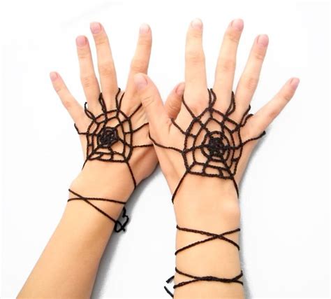 Spiderweb Gloves Handmade Crochet Lace Gloves Gothic Gloves Gothic