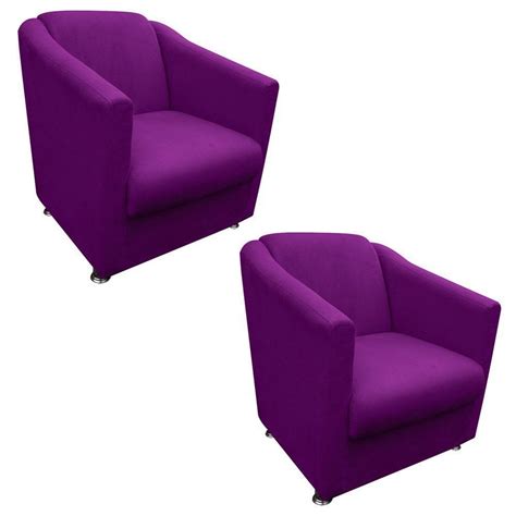 Kit 02 Poltronas Decorativa Tilla para Sala e Recepção Suede Roxo D