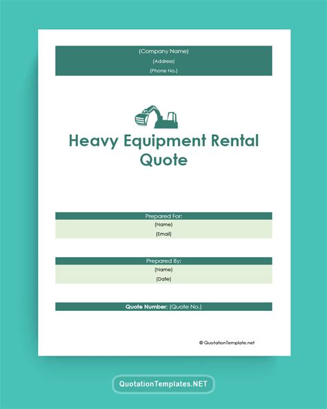 Heavy Equipment Rental Quote Template Grn Quote Templates