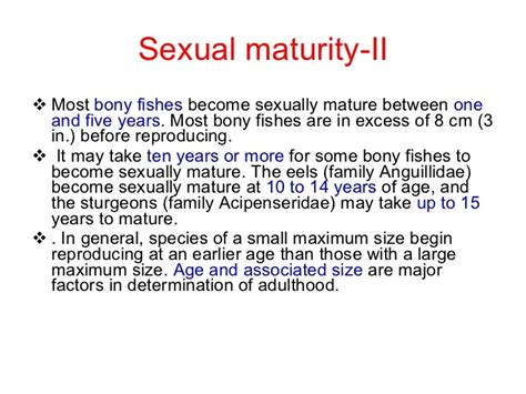 What Is The Physiological Definition Of Maturity In Fish Researchgate