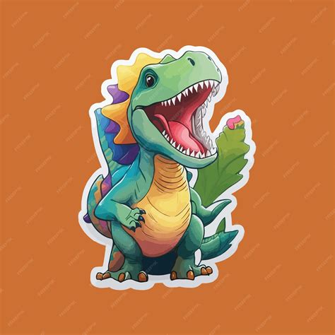 Premium Vector A Happy Dinosaur Sticker Generative By Ai