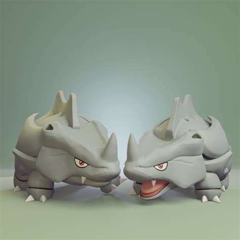 Stl File Pokemon Rhyhorn Rhydon And Rhyperior With 2 Poses Each 🐉・3d