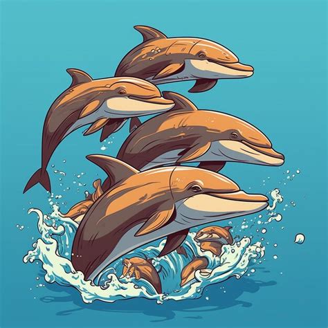 Premium Photo | A group of dolphins are swimming in the water.