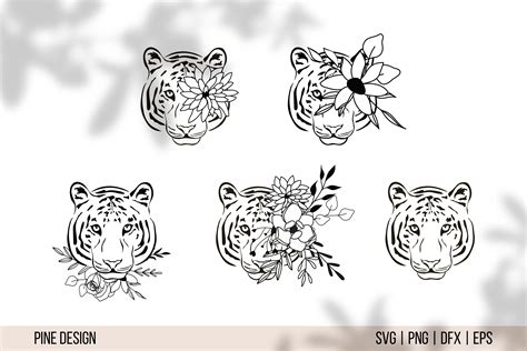 Floral Animals Flower Animals Svg Bundle Tiger Deer Wolf Bee By