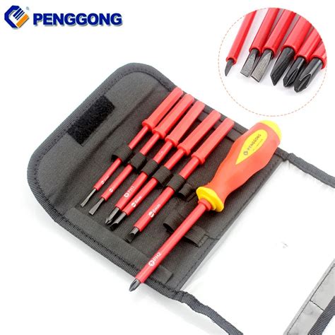 Penggong 7 In 1 7 Pcs 1000v Insulated Electrical Screwdriver Set Magnetic Alloy Steel Screw