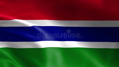 Gambia Flag Fluttering In The Wind Detailed Fabric Texture Stock