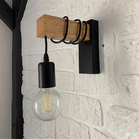 Applique Murale En Bois Style Industriel Comptoir Des Lampes