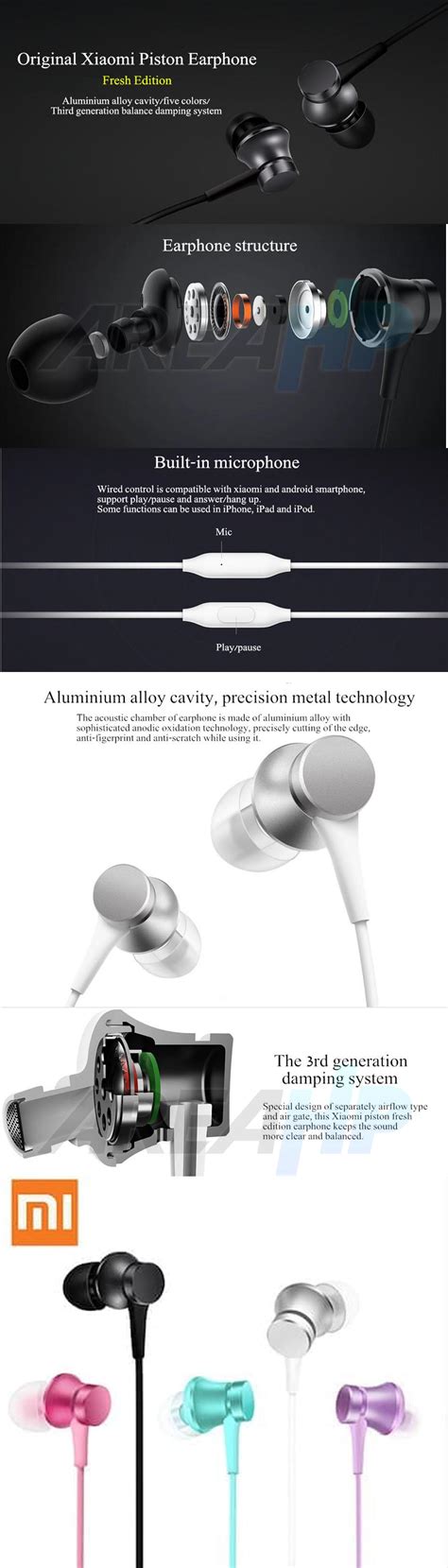 Areahp Earphone Xiaomi Piston Fresh Edition With Mic Original