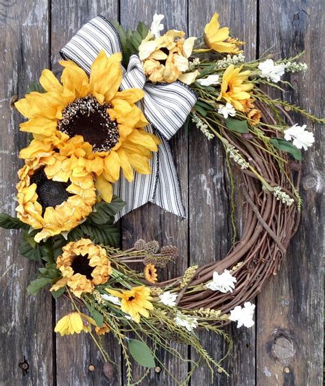 FALL SUNFLOWER WREATH, sunflower wreath, yellow fall wreath, outdoor ...