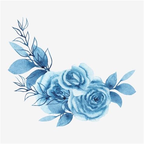 Ramo Floral Azul Acuarela Clipart Acuarela Guirnalda Ilustración PNG