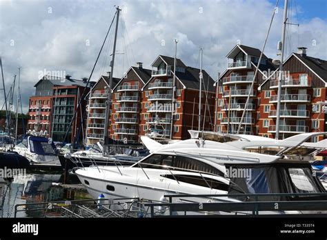 Ipswich Waterfront, also known as Ipswich Wet Dock, Ipswich Docks, or Ipswich Marina, in the ...