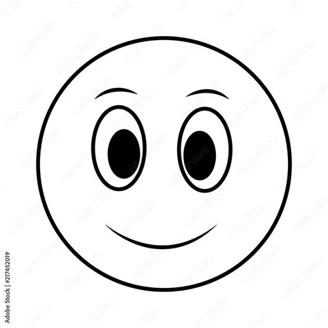 big smiley emoticon happy face black and white Stock Vector | Adobe Stock