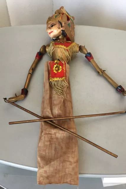 Vintage Wayang Golek Wooden Indonesian Rod Doll Carving Wood Vintage