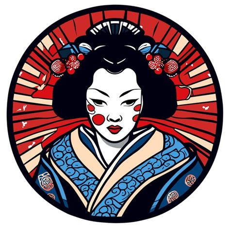 Geisha Japonesa Samurai Garota Desenhada M O Plano Elegante Adesivo