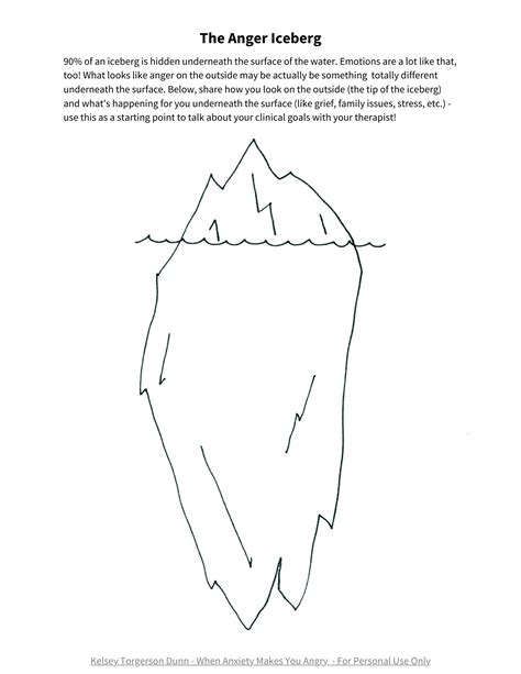 Anger Iceberg Worksheet Therapist Aid