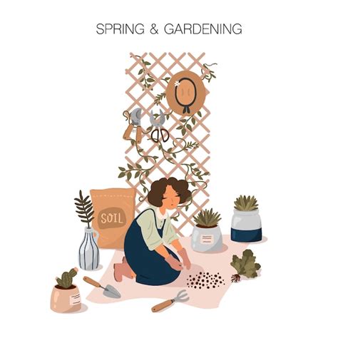 Premium Vector Spring And Gardening Illustration In Flat Cartoon