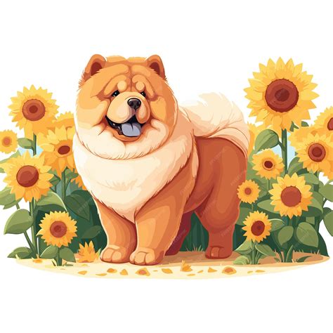 Premium Vector | Cute Chow Chow dog cartoon Vector Style white background