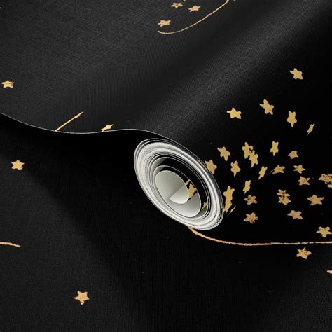 Gold Stars on Black | Spoonflower