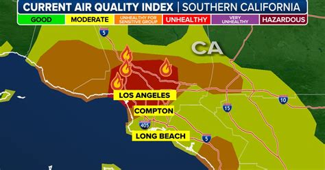 hazardous air quality reported  los angeles area  wildfires rage