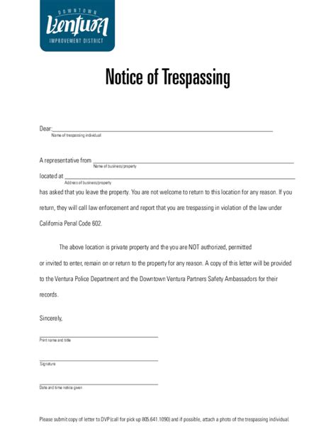 Fillable Online If Someone Was Given A Trespassing Warning And Later