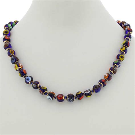 Murano Glass Mosaic Necklace Blue Murano Glass Necklaces