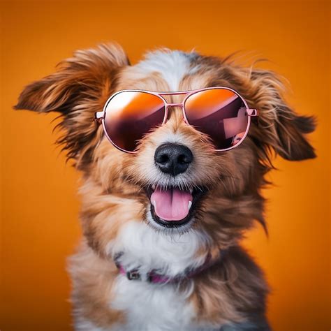 Un Perro Con Gafas De Sol Rosas Y Un Collar Rosa Foto Premium