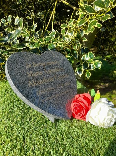 Memorial Heart Grave Stone Memorial Marker Granite Cemetery Headstone