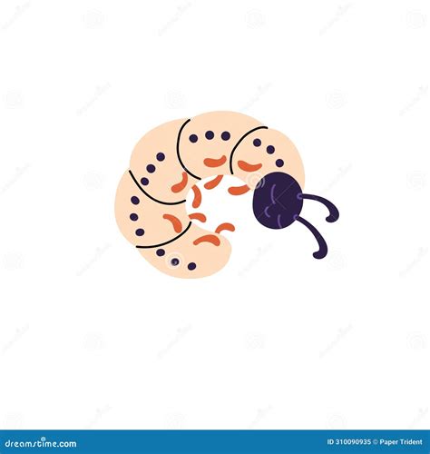 Cute Tired Centipede Sleeps. Amusing Butterfly, Moth Larva with Happy