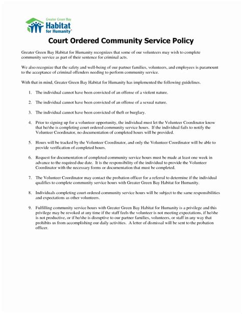 Court Ordered Community Service Letter Template Collection Letter