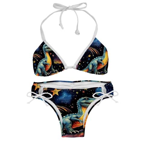 Starry Dinosaur Stylish Bikini Set With Detachable Sponge Adjustable