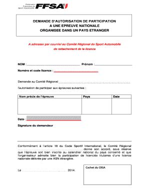 Remplissable En Ligne Demande D Autorisation De Participation Aux