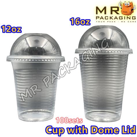 Ec 12oz 16oz Pp Cup With Dome Lid 100sets A12c A16c 360ml