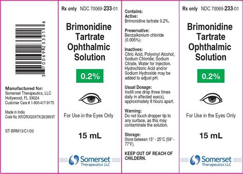 Brimonidine - FDA prescribing information, side effects and uses