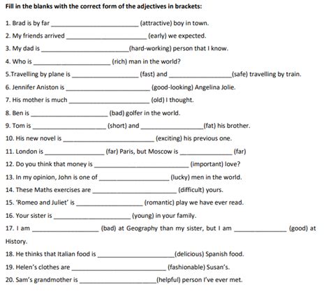 Lista De Comparativos Y Superlativos En Ingles Ejercicios The Hot Sex