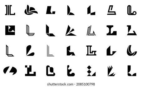 Abstract Logos Collection Letter L Geometric Stock Vector Royalty Free