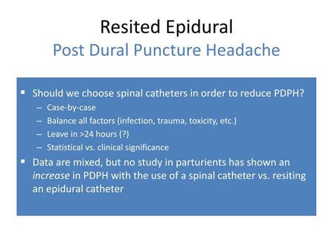 Ppt Resited Epidural Post Dural Puncture Headache Powerpoint