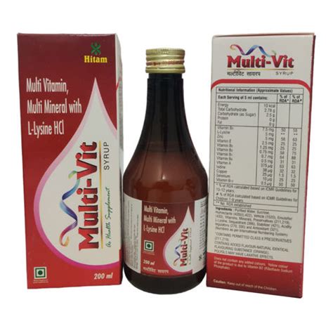 200ml Multi Vitamin Mlti Mineral L Lysine Hci Ayurvedic Syrup Age Group