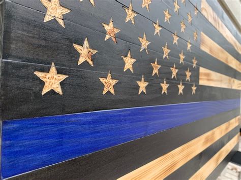 Thin Blue Line Wooden Flag Police Graduation Police Academy Etsy